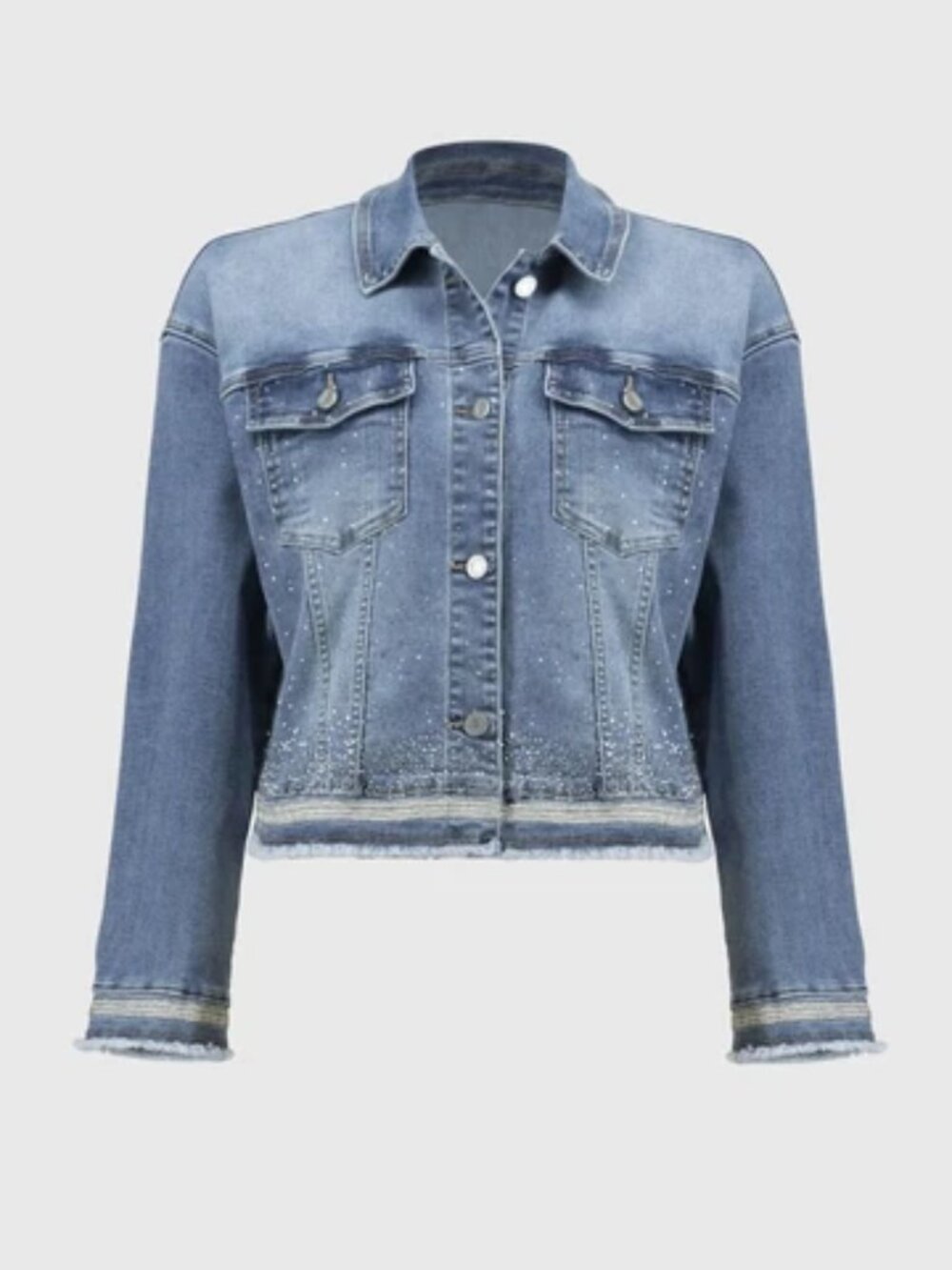 Joseph Ribkoff Stretch Denim Jacket with Embroidery and Bling